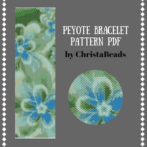 Peyote bead pattern Flowers#2, peyote bracelet patterns, beading patterns, peyote stitch bracelet pattern, seed bead pattern, pdf pattern