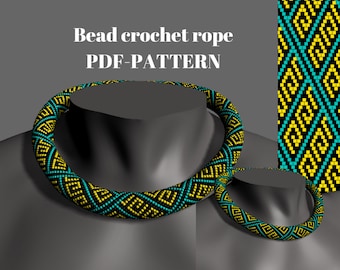 Halskette Anleitung Bead Crochet Halskette Muster Crochet Seil-Schema Bead häkeln Seil-Muster Muster für Armband Muster Perlen Perlenarbeit