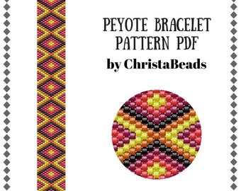 Peyote bracelet pattern PDF #3 Bead peyote pattern Beading tutorial Peyote stitch Beadwork pattern Seed bead bracelet pattern ChristaBeads