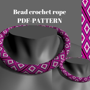 Bead Crochet Necklace Pattern: Purple Rope Design (PDF Tutorial)