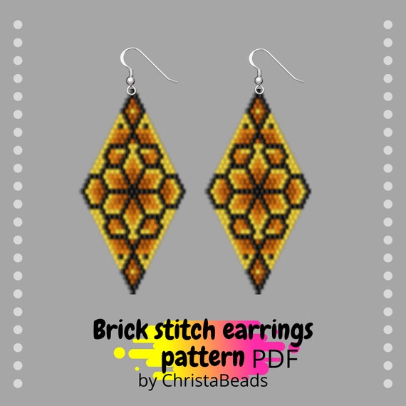 Brick Stitch Necklace and Earrings Kit and Diagram -   Photo de bijoux,  Schémas de bijoux en perles, Modèles de bijoux