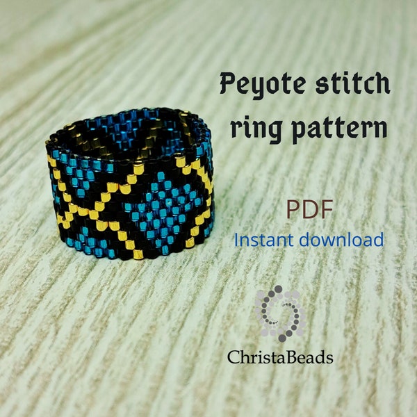 Peyote ring pattern PDF, even count, Snake pattern peyote pattern