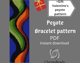 New peyote pattern, peyote stitch, peyote bracelet, peyote tutorial, bracelet peyote pattern, cuff peyote, cuff bracelet, miyuki pattern.