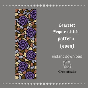Bracelet bead pattern Peyote Stitch even count, Beaded peyote pattern for Miyuki Delica.