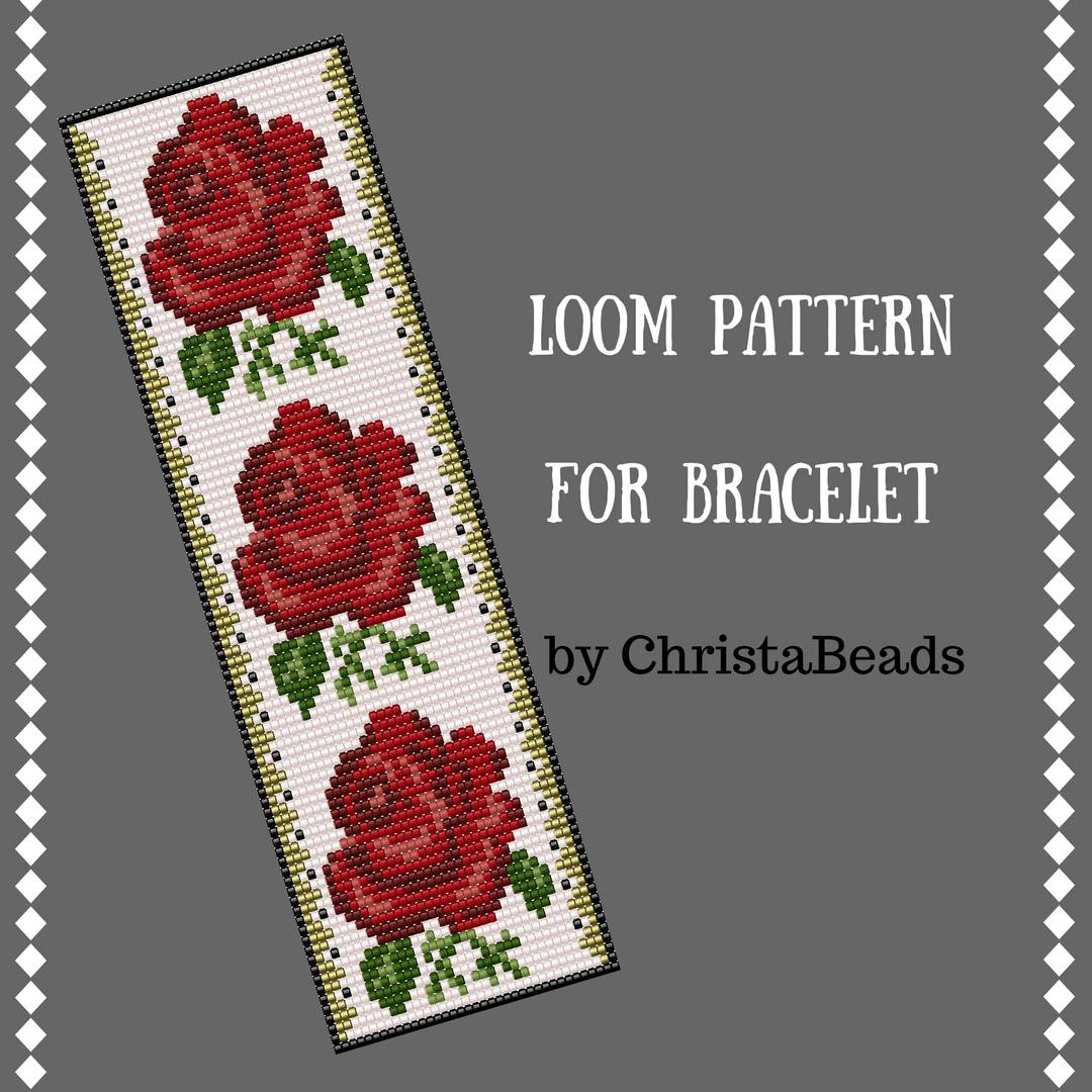 Bead loom pattern Loom pattern Rose flowers loom bracelet Etsy
