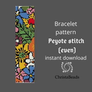 Peyote Seed beads bracelet pattern PDF #Flowers15