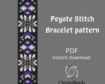 Peyote bracelet pattern odd count, Beaded peyote pattern, Miyuki Delica bracelet pattern - Instant download PDF