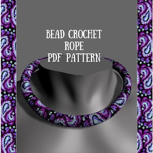 Bead crochet necklace pattern Bead crochet pattern Beaded patterns for seed beads Beading patterns seed beads Beaded rope pattern PDFs