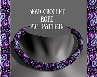Bead crochet necklace pattern Bead crochet pattern Beaded patterns for seed beads Beading patterns seed beads Beaded rope pattern PDFs