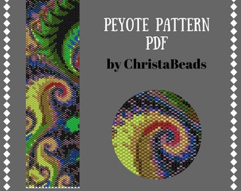 Peyote pattern for bracelet instant download Beading Pattern Peyote Stitch Bracelet Peyote cuff pattern abstraction #9 Peyote Bead Pattern