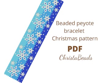 Perlen-Peyote-Muster Armband Weihnachten Schneeflocken, Peyote-Muster, Armband-Muster Miyuki Delica, Peyote-Armband-Muster PDF.