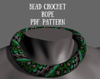 Pattern "Snake"Beaded crochet necklace pattern Seed beads crochet rope Bead crochet pattern Beading pattern Beadwork necklace Download beads