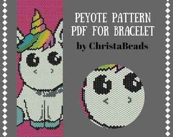 Peyote Bracelet Pattern Beading PATTERN Peyote Stitch pattern Unicorn Beadwork Pattern Miyuki Delica Size 11 patterns seed bead bracelet