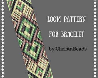 jewelry pattern, bead pattern, loom bracelet pattern, square stitch pattern, beading pattern pdf loom pattern Bead loom pattern DIY jewelry