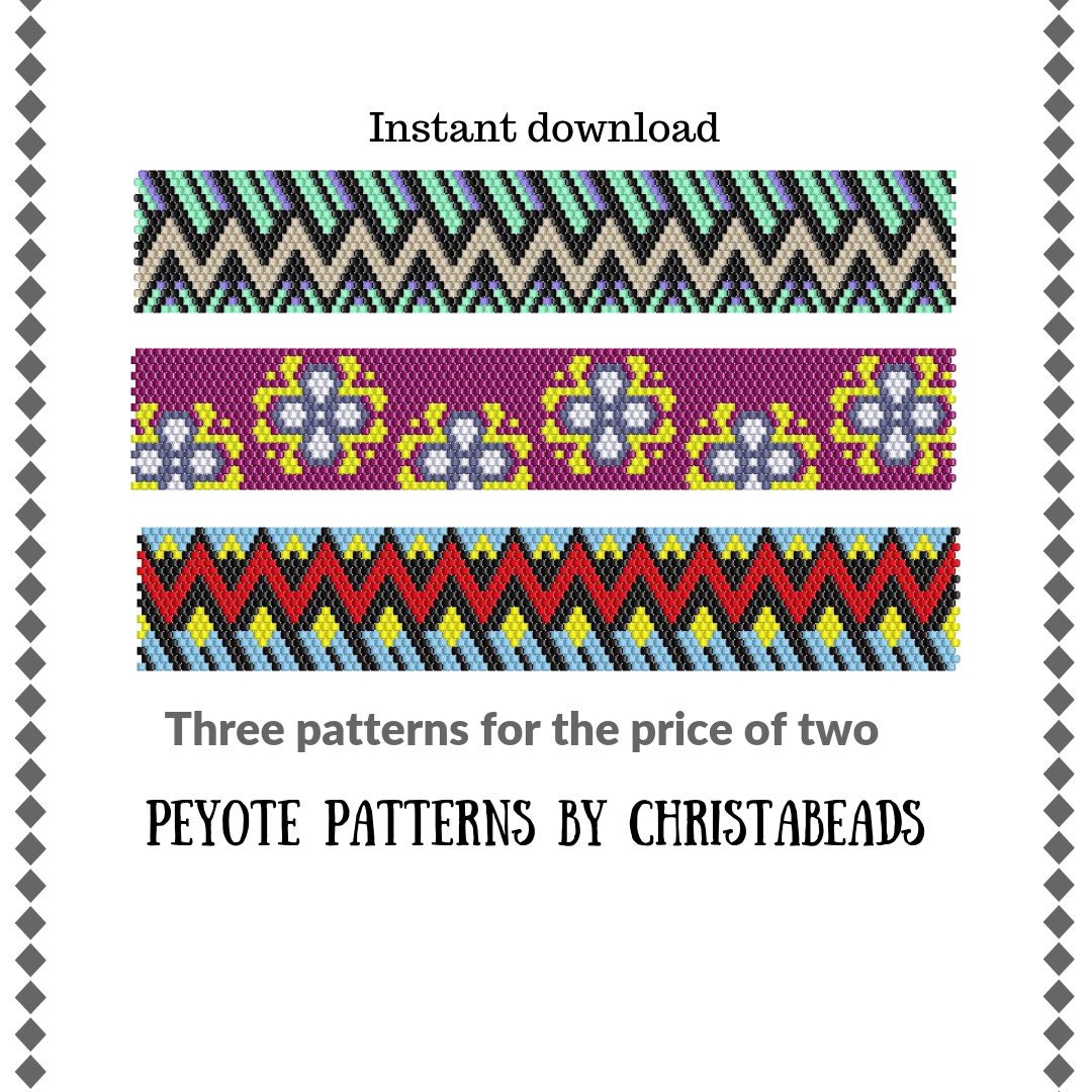 Peyote Bracelet Pattern Peyote Pattern Even Count Stitch Pattern - Main Image