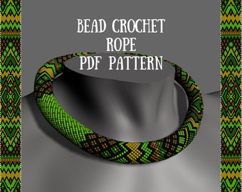 Crochet rope pattern Jewelry pattern Bead crochet necklace pattern Bead crochet pattern Green necklace Bead crochet  Beaded rope