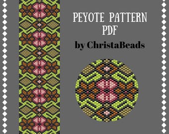 Peyote pattern for bracelet wide cuff pattern peyote stitch bracelet pattern Beading pattern stitch pattern PDF seed bead pattern Beaded DIY