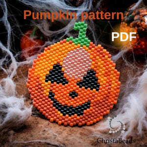 Pumpkin Brick Stitch Earring Pattern: Halloween Pendant (PDF)
