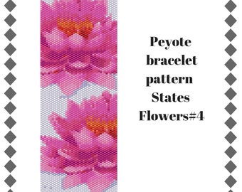 Peyote Bracelet Pattern States Flowers Beading PATTERN Peyote Stitch Bracelet Beadwork Pattern Miyuki Delica patterns seed bead bracelet