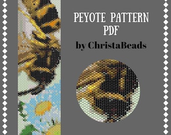 Peyote Bracelet Pattern "Bee" Peyote stitch patterns Beading patterns PDF Seed bead pattern beadwork PDF Pattern Beads Miyuki Delica