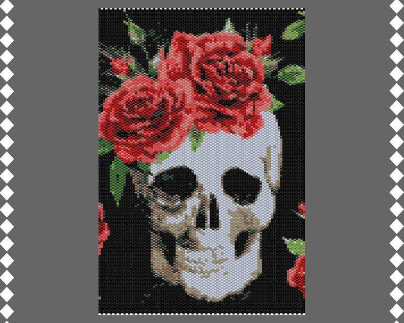 Peyote pattern Halloween peyote pattern loom Skull Beadwork Pattern Beading patterns wall bead pattern Peyote Stitch Pattern Miyuki Delica