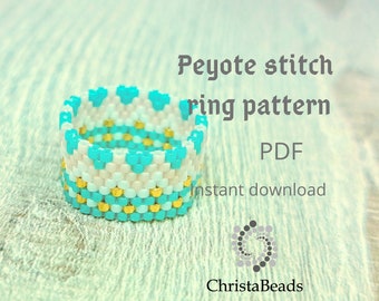 Peyote ring pattern, Even count peyote stitch ring pattern, Miyuki Delica Chart