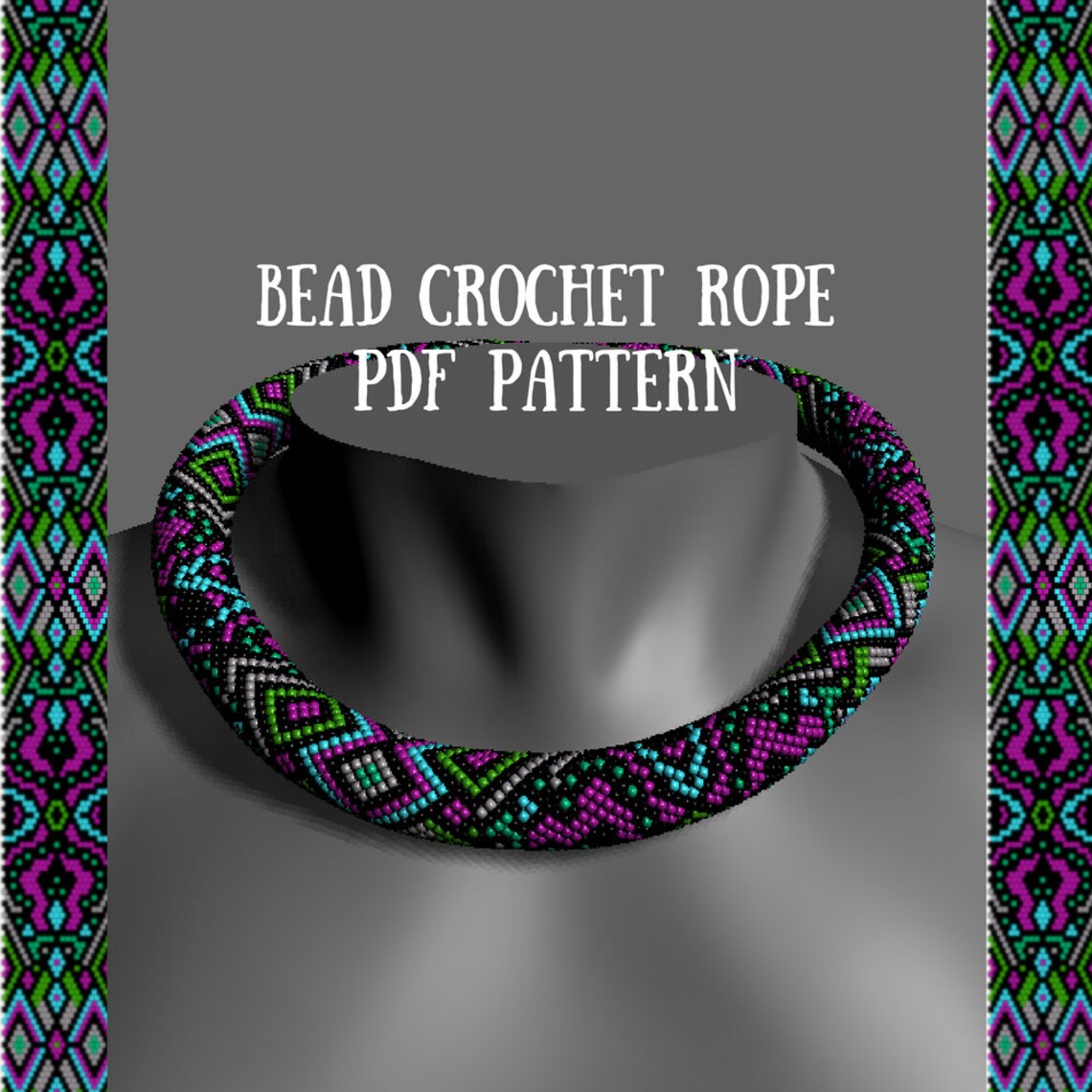 Bead crochet rope pattern PDF pattern Fiesta Etsy