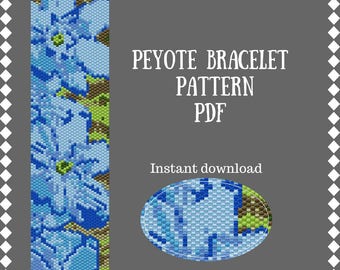 Peyote Bracelet Pattern Beading PATTERN Peyote Stitch Beaded Bracelet blue Beadwork Pattern Miyuki Delica Size 11 pattern seed bead bracelet