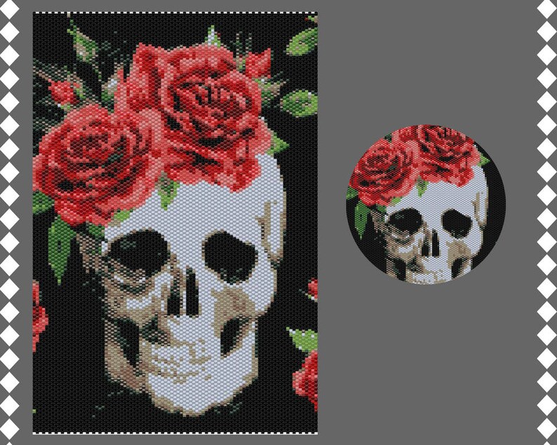 Peyote pattern Halloween peyote pattern loom Skull Beadwork Pattern Beading patterns wall bead pattern Peyote Stitch Pattern Miyuki Delica