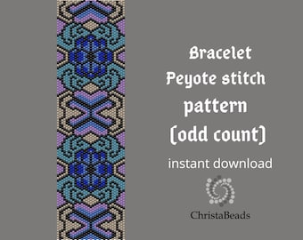 Peyote bracelet patterns Jewelry pattern Peyote Stitch bracelet design Patterns seed bead Miyuki Delica Size 11 Beading PATTERN Flowers PDF