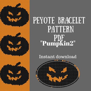 Peyote pattern bracelet Halloween Bead Weaving Pattern pumpkin Peyote Stitch Beading bracelet beadwork patterns Bracelet peyote rectangle