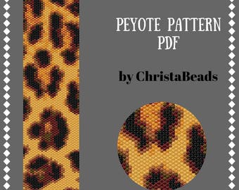 Peyote Beading pattern Leopard Seed bead pattern PDF Bracelet patterns Peyote Stitch Peyote Bracelet Pattern Beaded Bracelet pattern DIY PDF