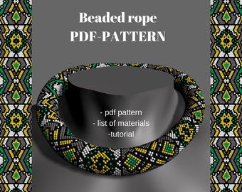 Bead crochet necklace pattern Beaded rope Tutorial jewelry beading Seed bead pattern Bead crochet bracelet  jewelry making ideas PDF Diy