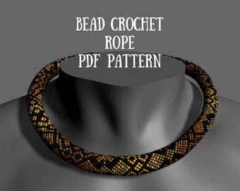 Beige rope pattern Beaded rope pattern Bead crochet pattern PDF pattern beading Bead crochet necklace pattern Bead crochet bracelet pattern