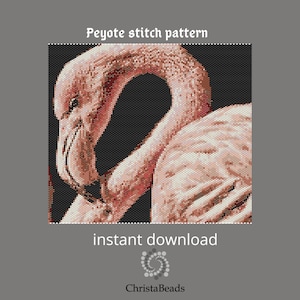 Flamingo peyote pattern animal Beaded pattern DIY delica Beading pattern Peyote Stitch pattern for beading\ PDF beadwork patterns seed beads