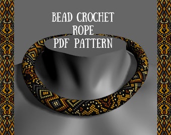 Bead crochet necklace pattern\ PDF PATTERN Tutorial Bead crochet pattern\ Handmade necklace Brown Necklace Beaded rope patterns Beadwork