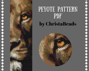 Lion peyote pattern for bracelet Peyote Bracelet Pattern Peyote Stitch Beaded Bracelet animals Beading PATTERN seed bead patterns bracelet