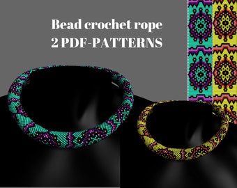 Bead crochet rope pattern Bead crochet necklace pattern Bead crochet pattern for bracelet necklace Beadwork Pattern beading Beaded rope DIY