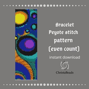 Even peyote bracelet pattern, Beading patterns for Miyuki Delika. Instant Download