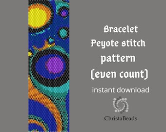 Even peyote bracelet pattern, Beading patterns for Miyuki Delika. Instant Download