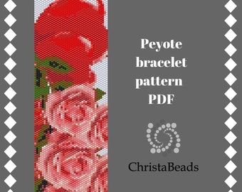 Bracelet pattern peyote Hearts peyote patterns, peyote bead patterns, Valentine's Day peyote stitch patterns, pdf pattern, beading patterns