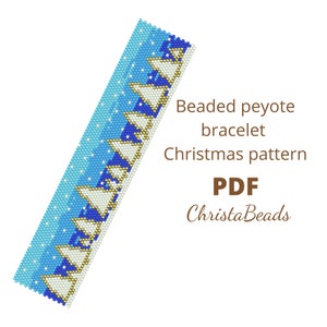 Peyoted beaded bracelet pattern Christmas, Even count peyote bracelet, PDF pattern, Christmas theme pattern, Peyote bead pattern