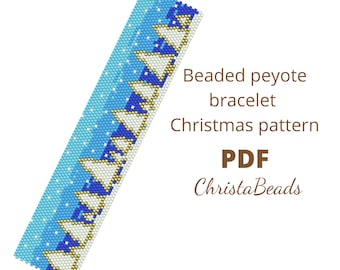 Peyoted beaded bracelet pattern Christmas, Even count peyote bracelet, PDF pattern, Christmas theme pattern, Peyote bead pattern