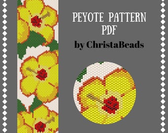 Flowers pattern bracelet Peyote Bracelet Pattern Peyote Stitch Beaded Bracelet Beading PATTERN PDF Beadwork Pattern Cuff bracelet patterns