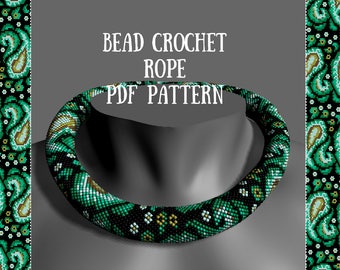 Bead crochet necklace pattern Bead crochet pattern PDF Beaded patterns for seed beads Beading tutorial Beaded rope patterns Beadwork