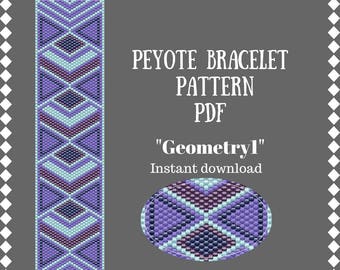 Peyote Bracelet Pattern Seed Bead Bracelet Beaded bracelet patterns Geometry beadwork bracelet peyote stitch Instant download Beadwork chart