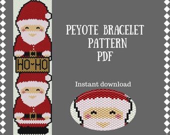 Peyote pattern bracelet Peyote Beading pattern Bracelet Santa Christmas pattern peyote stitch Seed bead pattern Beadwork Christmas gift DIY