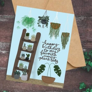 IMPRIMA EM CASA**| Cartão tamanho A2 (4,25x5,5)| Senhora aniversário cartão da planta | Feliz aniversario à minha senhora favorita da planta de <br> Entrega Rápida? cartões abaixo de 5 dólares