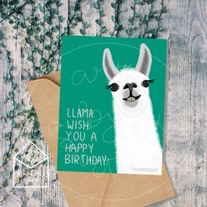 Digital Download ** | Llama Birthday Card | Llama Wish You a Happy Birthday | printable llama Card | pdf llama card | cute birthday cards