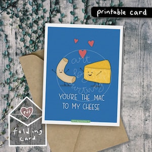 IMPRIMIR EN CASA Descarga digital ** / Tarjeta de aniversario de Mac & Cheese / tarjeta con queso / linda tarjeta de aniversario / tarjetas de menos de 5 dólares